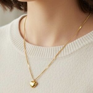 18K Gold Plated Puffy Love Heart Necklace